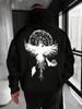 Norse Myth Hoodie Hip Hop Sports Streetwear Viking Raven Rune Occult Art Print Casual Loose Pullover Sweatshirt Tops