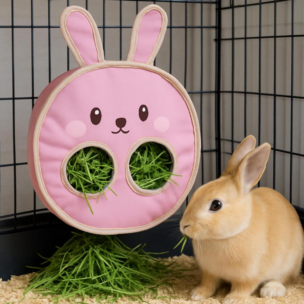 Hanging Hay Feeder Bag for Small Pets: Rabbit, Guinea Pig, Hamster