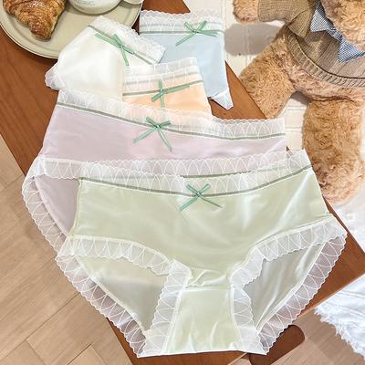 Women's Summer Light Ice Silk No Scar Comfortable Breathable Antibacterial Cotton Crotch Waist Triangle Briefs