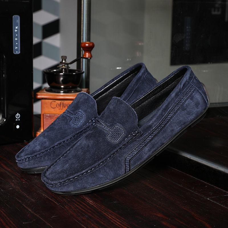 Man Casual Shoe Loafers Flat Suede Round Toe Leather Shoes for Men Adults Summer Sale Designer Comfortable Cowhide Slip-on Pu