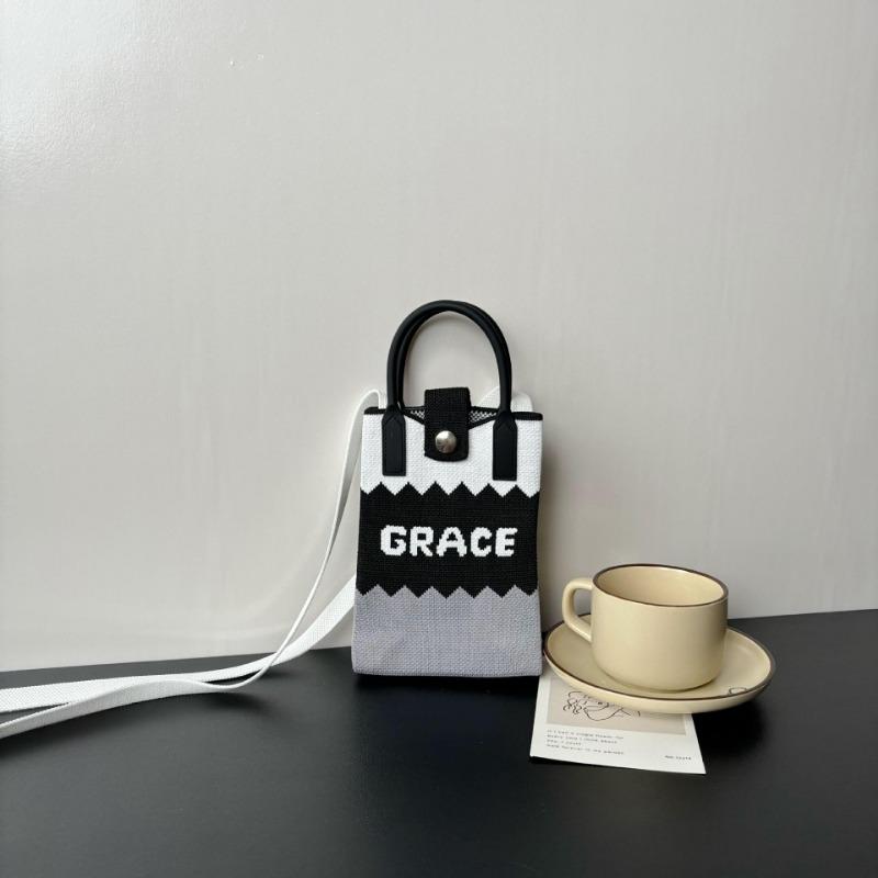 Mobile phone bag flower knitted bag niche versatile shoulder messenger bag trendy tote bag flower knitting