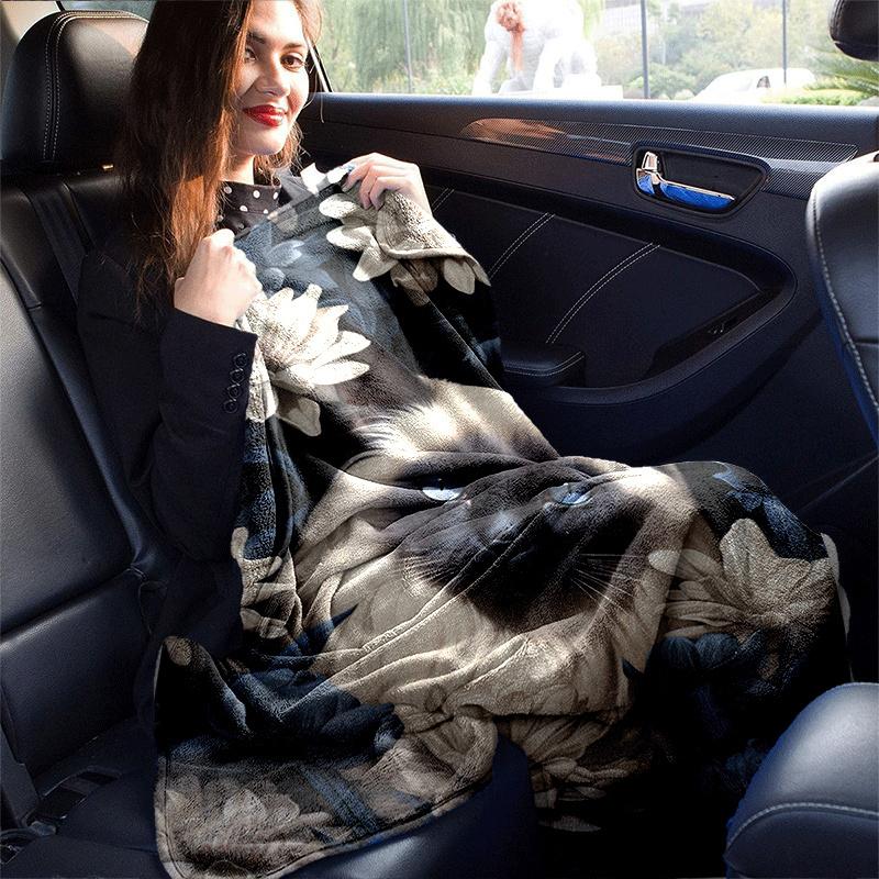 1pc Cat Printing Lightweight Flannel Blanket, Comfortable and Warm Blanket, for Camping Sofa Bed and Couch Office, Gift