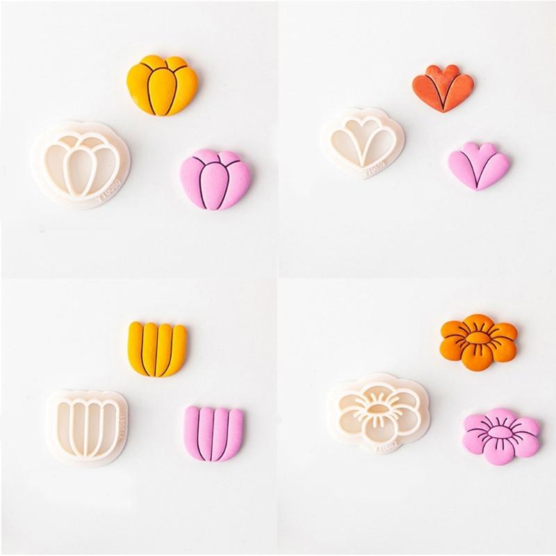Spring Floral Clay Cutters for Earrings Jewelry Making Flower Clay Earrings Cutters  Plastic Earrings Pendant Mold Tool