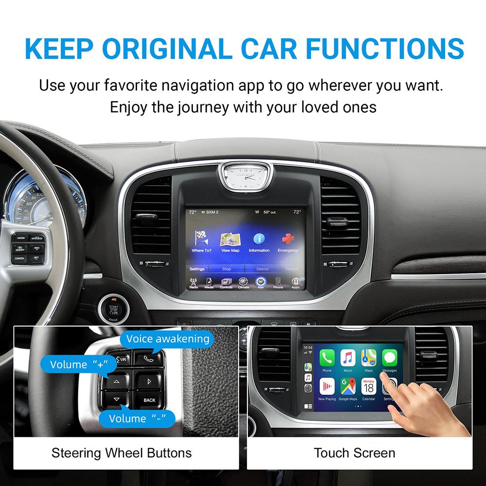 Wireless CarPlay Android Auto retrofit kit decoder box for Chrysler 300 Series 2011-2016