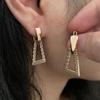 Cercei Kinel Triunghi Geometric Dangle Pentru Femei Cerce Vintage Culoare Aur Roz