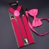 Gift Elastic Solid Color Leather Adjustable Straps Suspenders Braces Bow Ties Set Unisex Suspenders