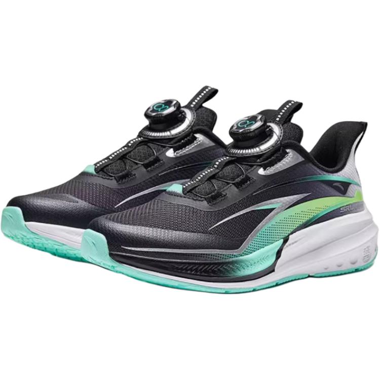 Anta Kids Hailang Comfortable Versatile Anti-Kick Shock-Absorbing Low-Top Running Shoes Men running shoes Black Green 312445509-4