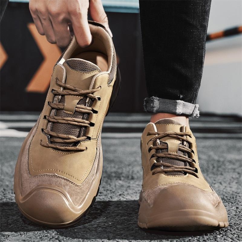 Fashion New Trend Genuine Leather Mens Casual Trainers Non Slip Outdoor Casual Footwear Man Classic New Handmade Leisure Hiking Sneakers