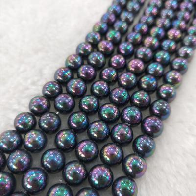 Iridescent Svart Grön Skal Pärlor Halsband (4-14mm) Tillbehör till DIY smycken