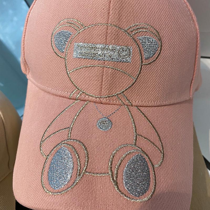 Korean Style Cute Teddy Bear Embroidery Women's Baseball Cap - Versatile Duckbill Sun Hat for Summer and Spring