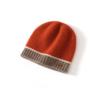 Pure Cashmere Autumn and Winter Warm Cashmere Bag Head Contrasting Color Knitted Women's Ear Protectors Stacking Hat