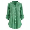 Women Ladies Large Size Button Lace V Neck Long Sleeve Shirt Blous