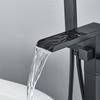 Matte Black Waterfall Bathtub Faucet Floor Standing Bathroom Bath Shower Set Hot and Cold Bath Tap Mixer With Handshower