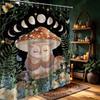 Waterproof Shower Curtain Cottagecore Mushroom Owl Woodland Forest Bohemian Bathroom Decor Liner