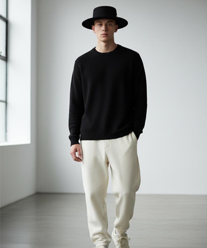 Yunibeosyeolkemiseuteuli Poly Black Flat Fedora