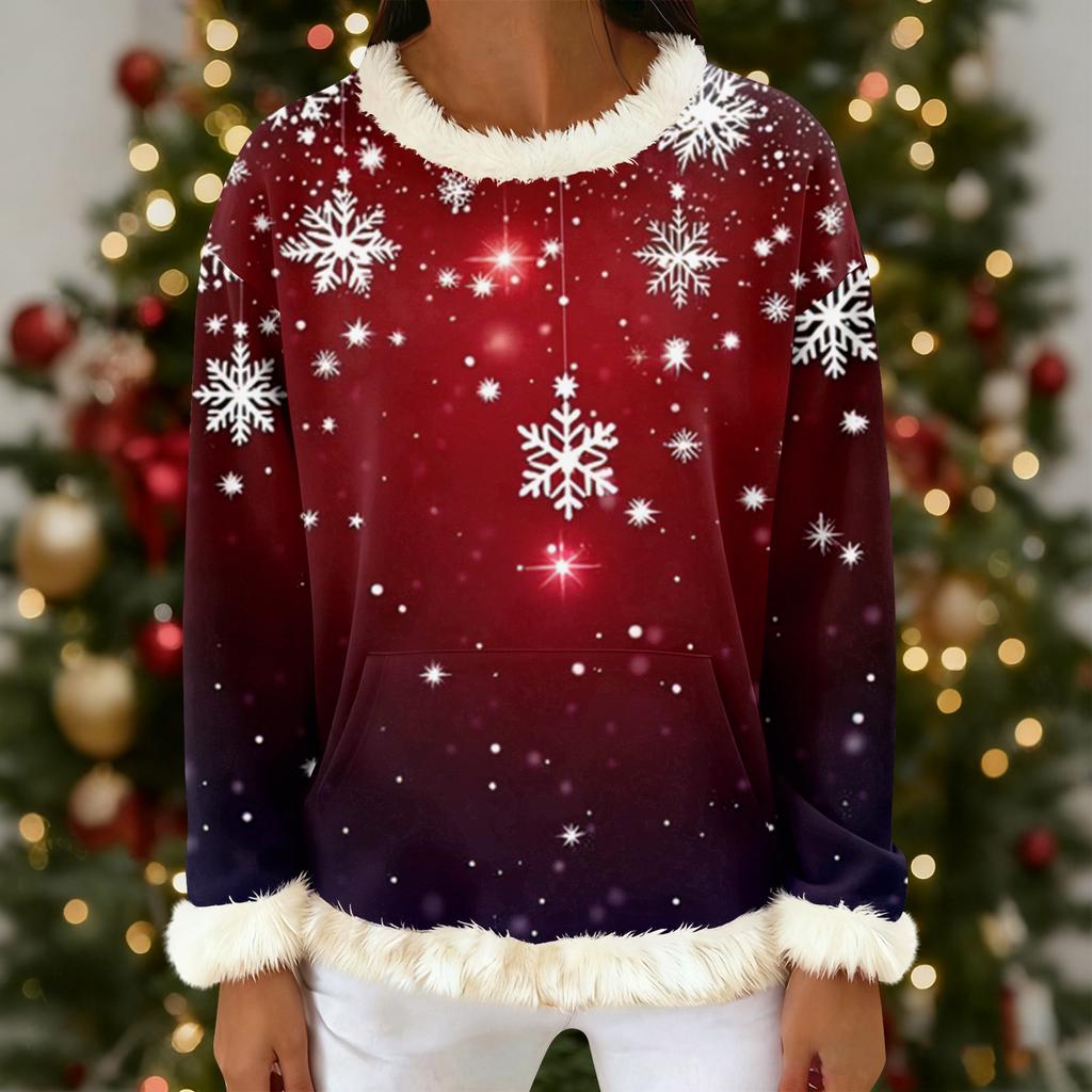 Women's Casual Fashion Print Long Sleeve Hooded Sweatshirt Top