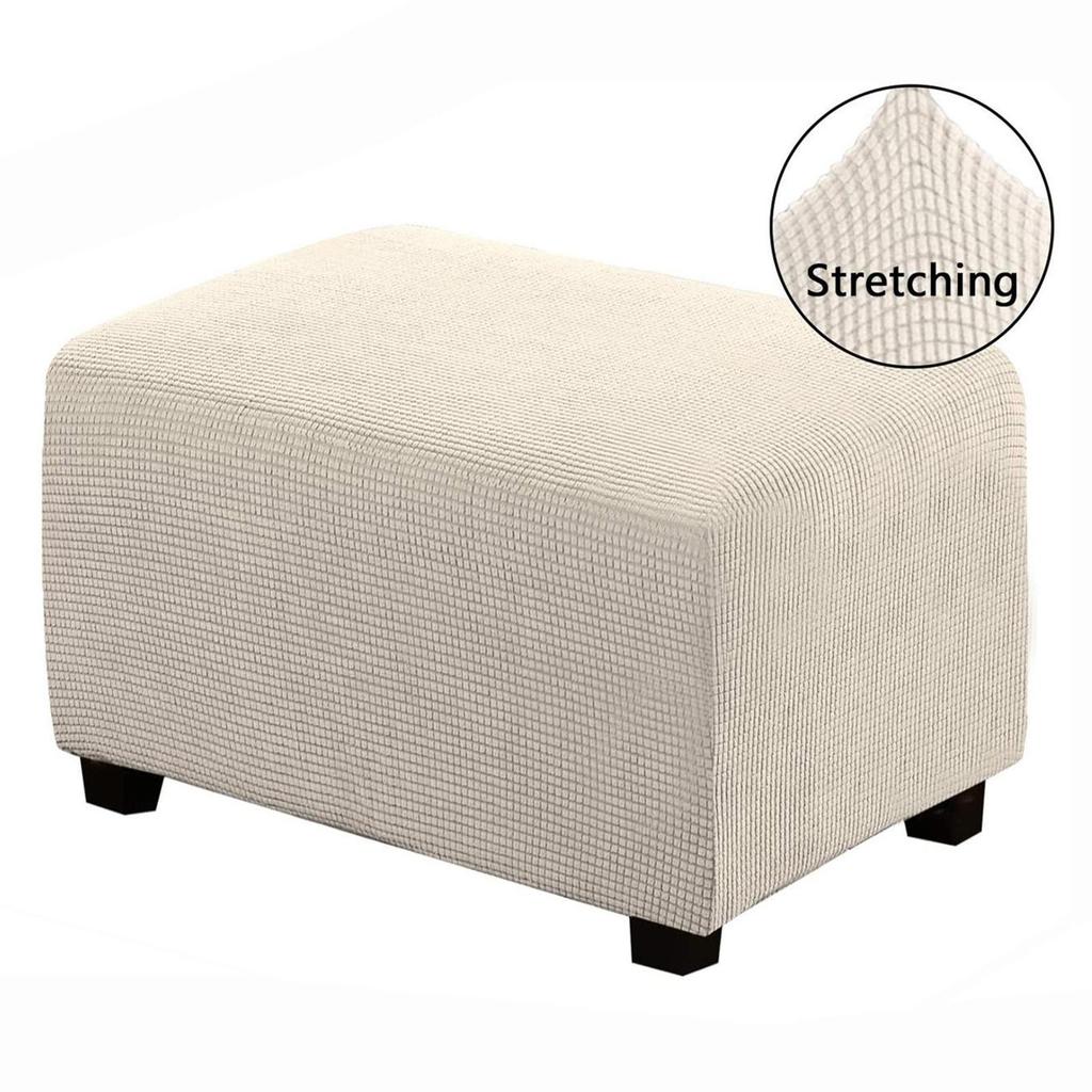 Premium Footstool Cover Stretch Removable Ottoman Slipcovers Pouf Soft