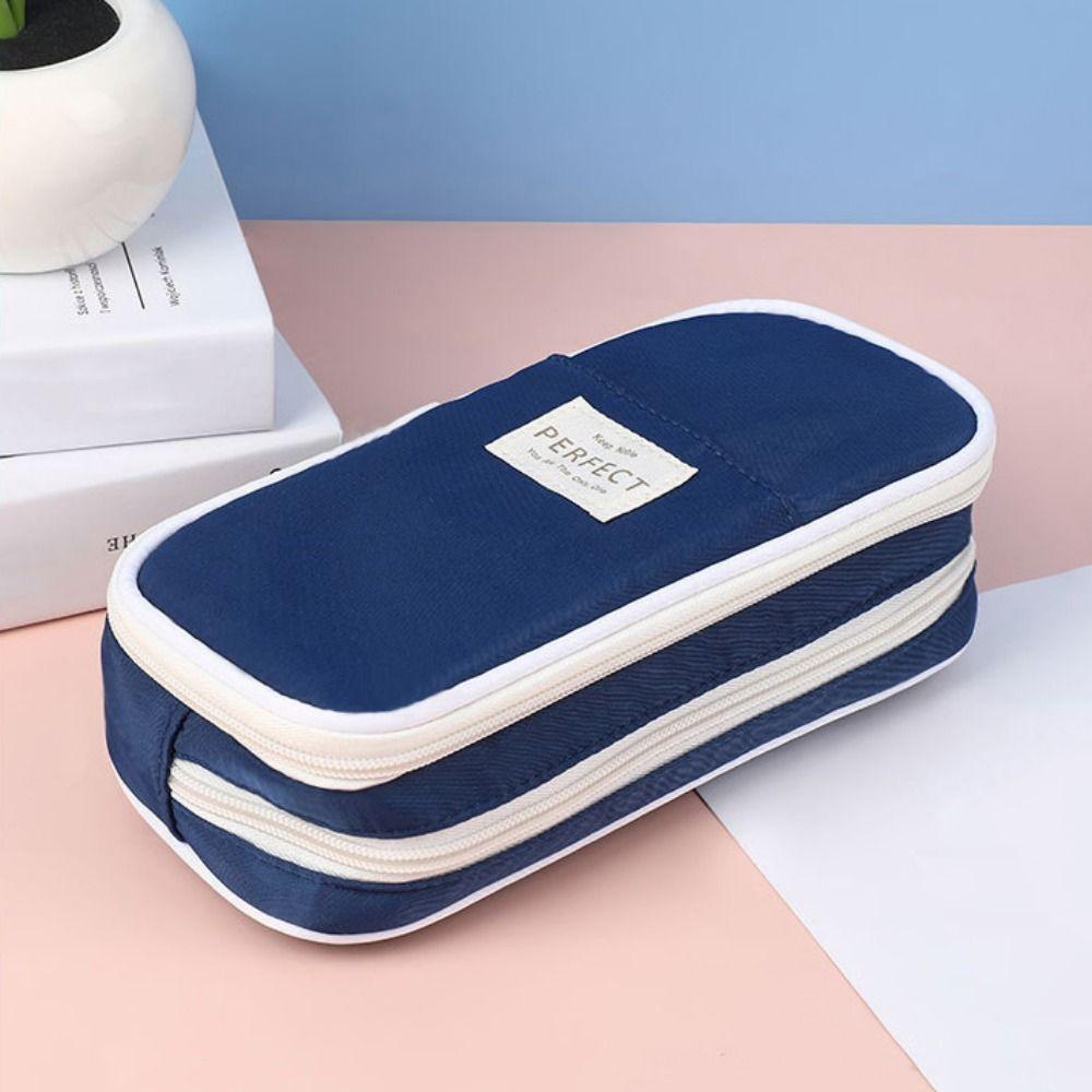 Macaroon Kawaii Pencil Cases Retractable Large Capacity Pencil Holder Box Double Zip Expandable Pencil Case School Supplies