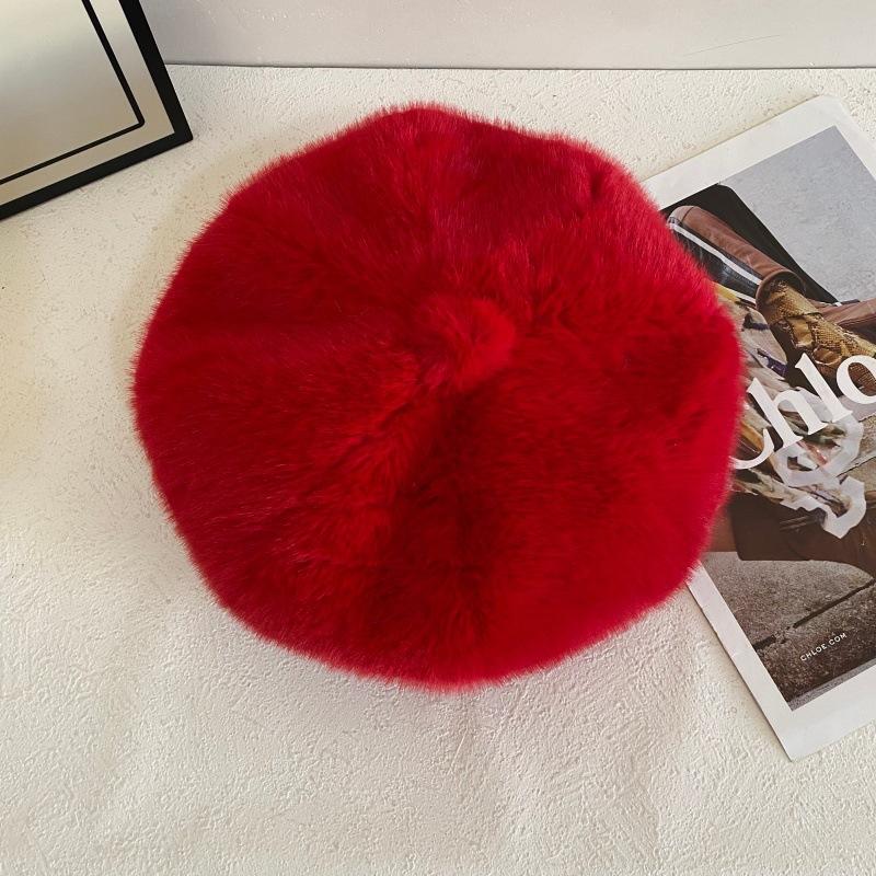 

JYL TS DIY Faux Fur Beret Unisex Winter Octagonal Painter Hat Faux Mink Fur 1222Mao12104 евкаліптовий