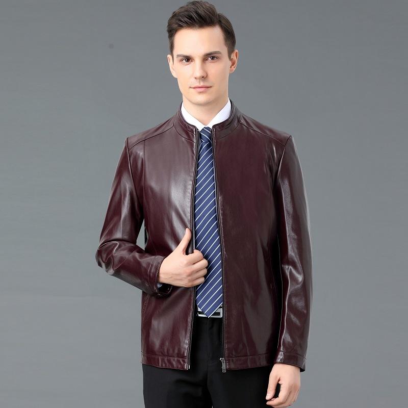 Echtlederjacken für Herren, Lammfell-Freizeit-Echtlederjacken für Väter mittleren und höheren Alters, dünne Jacken
