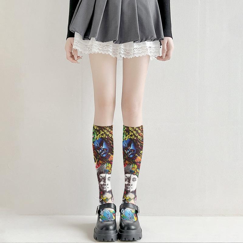Fashion tattoo thigh socks, printed stockings, Loli girls, Japanese sexy stockings, slim models, multiple sizes