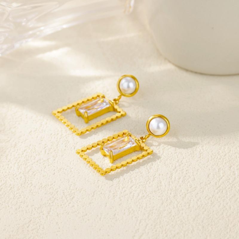 High sense geometric zircon stud earrings elegant women's fashion charm earrings hot-selling earrings