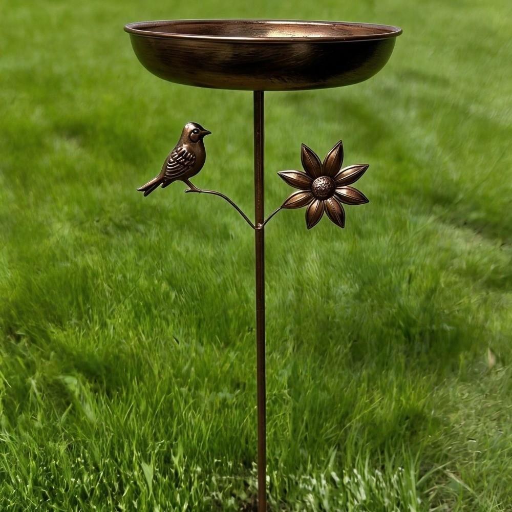 Retro Iron Garden Birdbath Rustproof Standing Bird Basin Hummingbird Feeder  Various Pet Birds