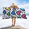 Large Quick-Dry Beach Towel - Super Absorbent Microfiber Bath & Pool Towel with Vibrant Hearts Pattern In Blue,Pink,Yellow,Green
