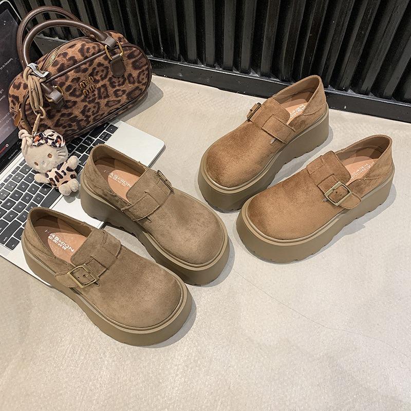 Increase the Height of Women's Platform Single Shoes, the New Autumn Boken Lazy People Pedal Women's Shoes Tide