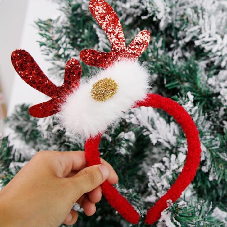 Cartoon Reindeer Headbands with Antlers and Ears Child's Christmas Hair Accessory Festive Hair Accessory for Kids