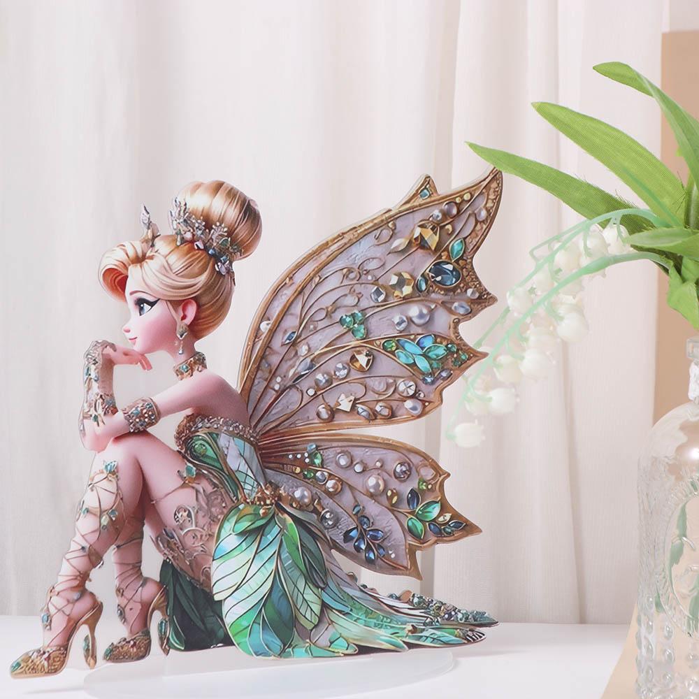 

With Base Fairy Figurine Waterproof Desktop Ornament Desktop Decoration зелений