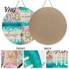 Holiday House Ornament Round Wooden Door Hanger, Watercolor Beach Welcome Sign, Hello Sunshine Decorative Sign Please Wall Plaque for Summer