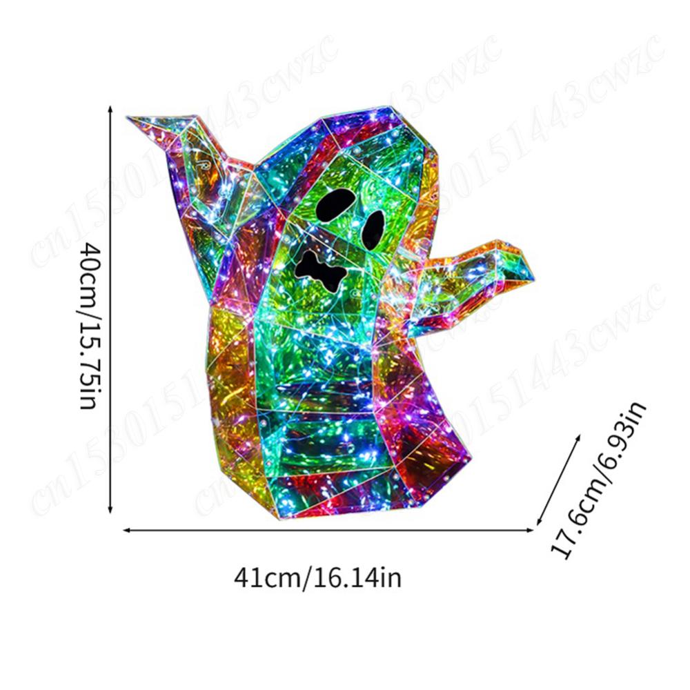 Halloween Ghost Colorful Light Prismatic Iridescent Spooky Ghost Funny Colorful Ghosts Face LED Light Home Party Decoration