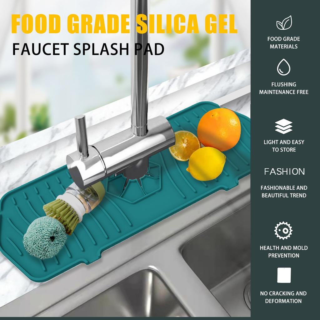 Silicone Faucet Mat Kitchen Sink  Guard Bathroom Water Catcher Mat Rubber Drying Pad