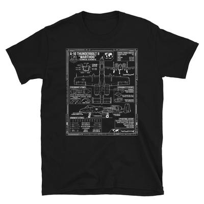 Detaillierte Blaupause Spezifikationen Militärjet A-10 Warthog T-Shirt und Kinder T-Shirt