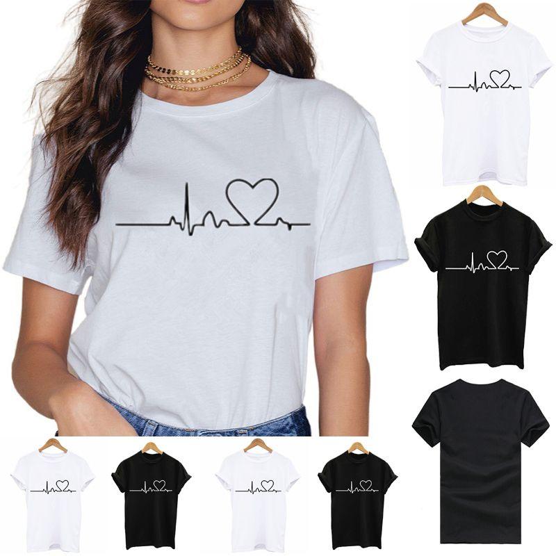 Comfortable Crew Neck Heart Print Blouse For Women In Soft Casual Fabric