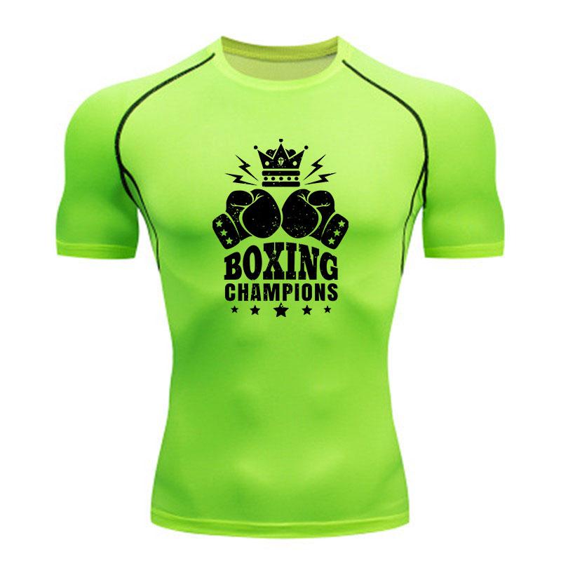 Men's Compression Fitness Workout T-Shirt, Boxing Champions