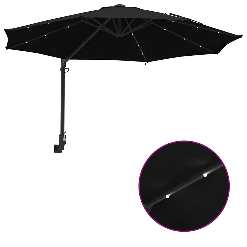 Garden Sun Umbrella Black 248 x 248 x 148 cm