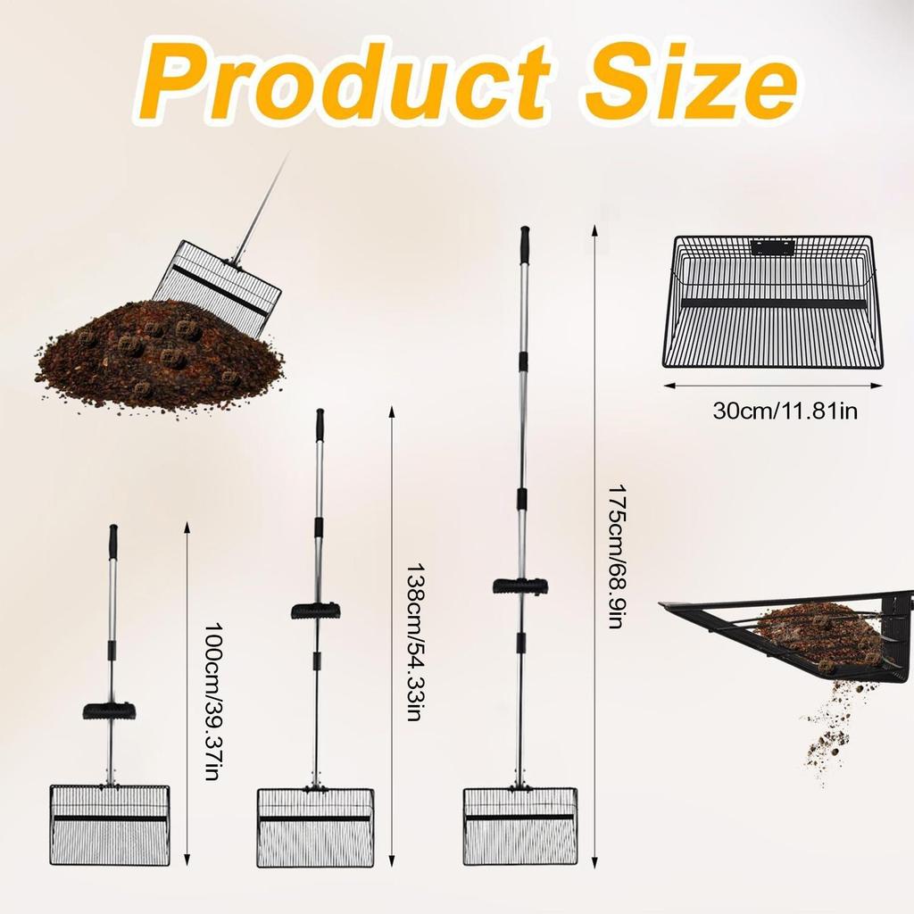 Coop Scoop Non-Stick Litter Sifter Detachable Stainless Steel Shovel Sifter for Home Outdoor Farm Cleaning Pet Kitten Waste