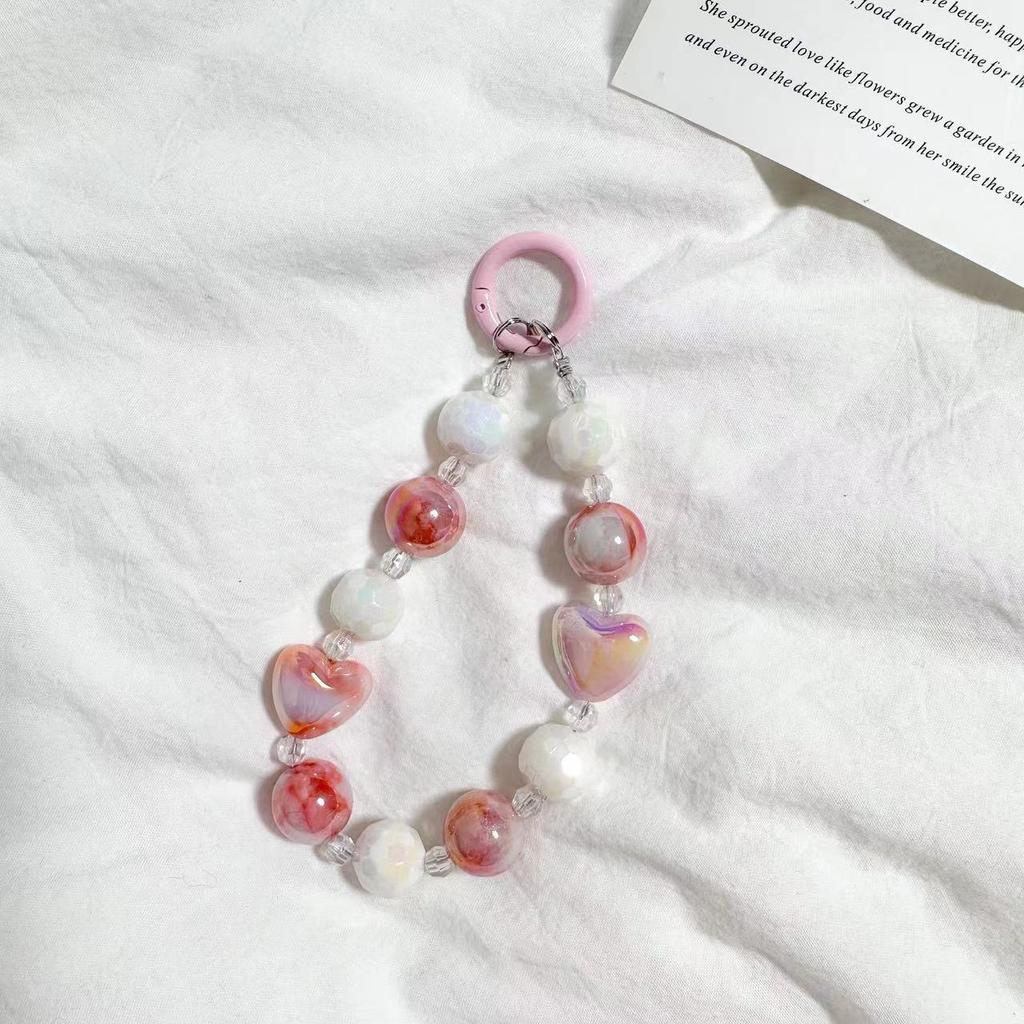 Color love beaded mobile phone chain personalized pendant bracelet bracelet anti-lost wrist strap pendant pendant advanced sense