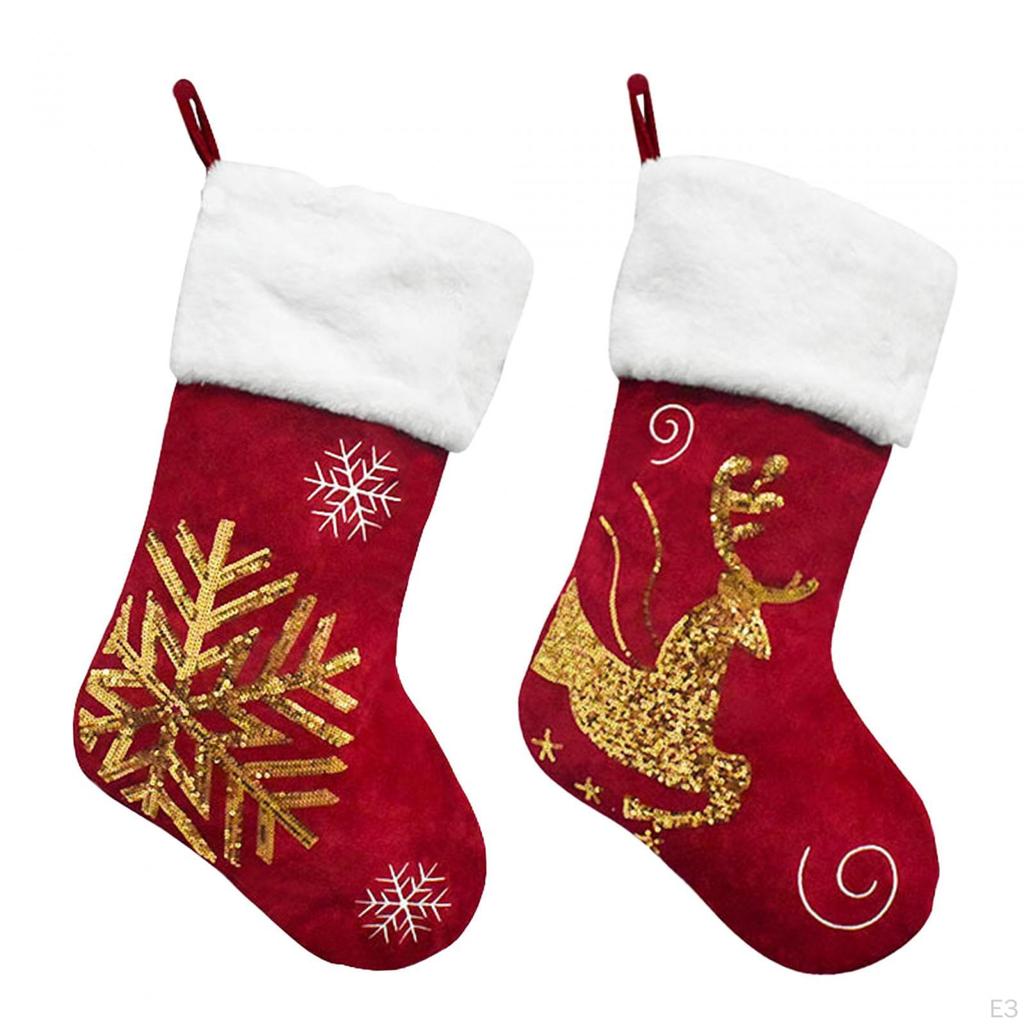 Christmas Hanging Stockings, Xmas Fireplace Socks, Tree Decoration for Bedroom
