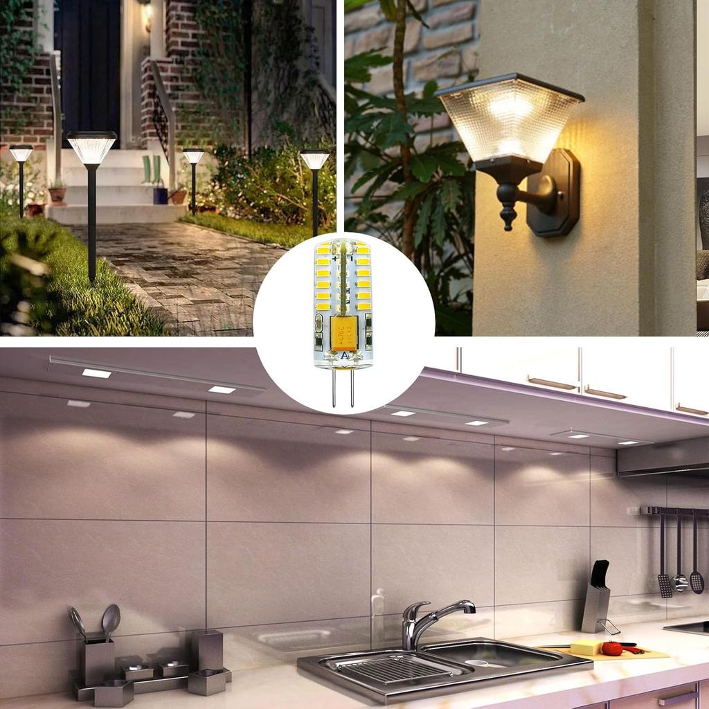 12pcs G4 LED Bulbs 3W AC/DC12V JC Bi-Pin Base Light Bulbs Equivalent To 20W-30W T3 Halogen Bulb Replacement Landscape Light Bulbs,CRI 85,Warm White