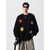 Unisex Floral Embroidered Sweatshirt - Spring & Autumn Trendy Round Neck Casual Base Layer