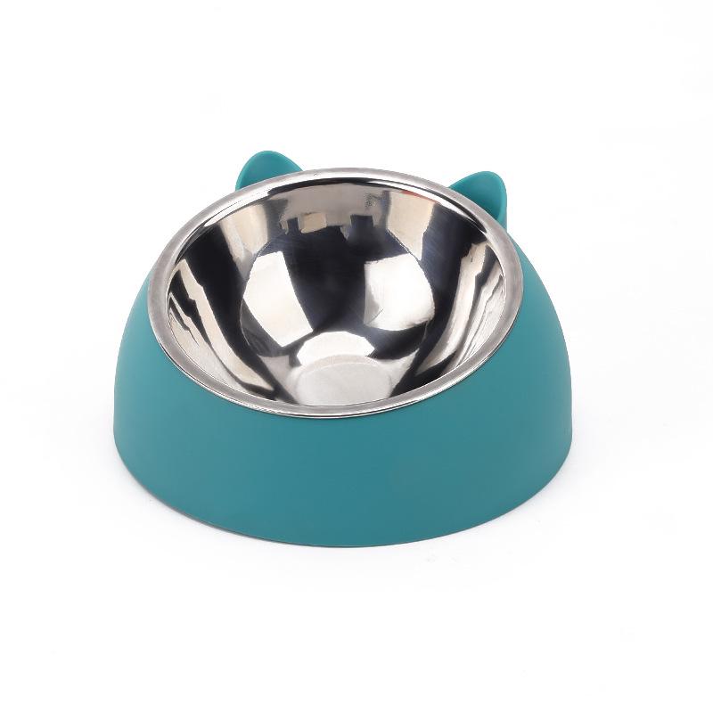 Stainless Steel Slanted Cat & Puppy Bowl - Small, Non-Slip Design for Food & Water