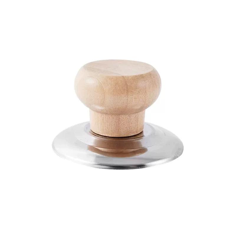 Wooden Lid Cap Kitchen Anti-scald Handle Pot Cover Button Household High-temperature Resistant Single Hole