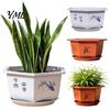 Versatile Flower Pots for All Seasons Hexagonal Pot with Drainage Holes & Saucer Indoor Outdoor Plants, Durable Weather Resistant Sturdy Plastic