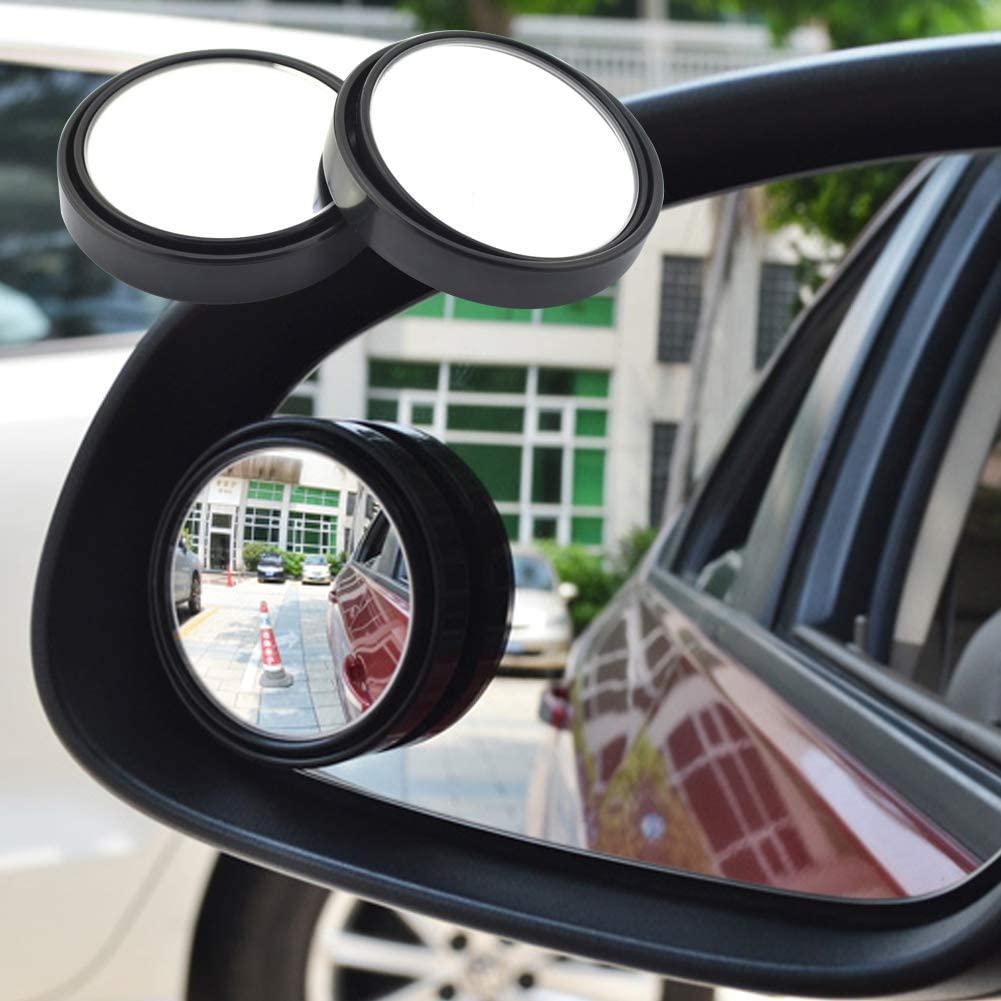 2Pcs Blind Spot Mirror 360 Degree Adjustable HD Glass and ABS Housing Convex Round Stick On Mirror