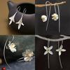 925 Silver Long Flower Earrings For Women Elegant Lady Prevent Allergy New Design Fashion Jewelry