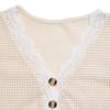 Women Casual Vacation Drop Shoulder V Neck Short Sleeve Lace Patchwork Top