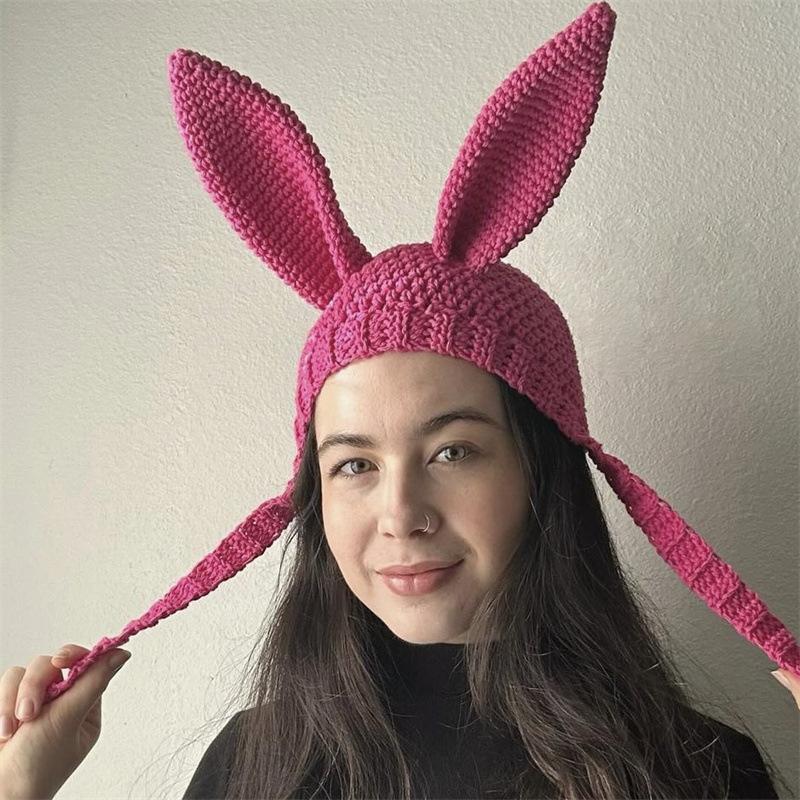 

Новая вязаная крючком шапка из ледяной шерсти, теплый и милый мультяшный головной убор для осени и зимы Adult 57-59cm